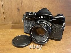 Rare Black Near Mint Konica FP Film Camera Hexanon 50mm F/2 Lens From Japan
