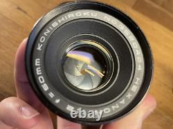 Rare Black Near Mint Konica FP Film Camera Hexanon 50mm F/2 Lens From Japan