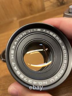 Rare Meter Works Near Mint Konica FM Film Camera Hexanon 52mm F/1.8 Lens
