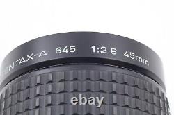Read? MINT Lens + Strap Hood? Pentax 645 Film Camera A 45mm F2.8 120 Back Japan