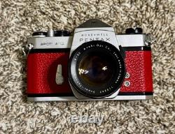 Red PENTAX Spotmatic 35mm Film Camera With 1.8 Lens. Film Tested And Working
