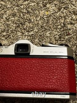 Red PENTAX Spotmatic 35mm Film Camera With 1.8 Lens. Film Tested And Working