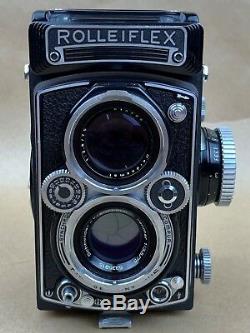 Rolleiflex 3.5E 6x6 TLR 120 Film Camera withXenotar 75mm Lens, Caps & Leather Case