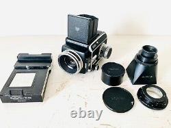 Rolleiflex SL66 Camera + Planar 80mm f2.8 Lens, Polaroid Film Holder, Viewfinder
