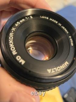 SCARCE MINOLTA SRM MOTOR DRIVE Film Camera ROKKOR lens SR-M COLLECTIBLE & WORKS