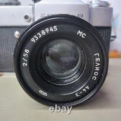 SLR Film Camera 35mm Zenit B Helios-44M 58mm f/2 Lens Vintage USSR used Working