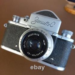 SLR Film Camera 35mm Zenit C industar 50 Lens Vintage 1950s USSR used Working