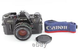 Top MINT Canon AE-1 Black SLR 35mm Film Camera NFD New FD 50mm f1.8 Lens JAPAN