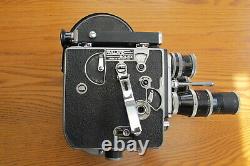 VTG Paillard Bolex H-16 Movie Camera, 16mm, 3 good condition lenses, Case