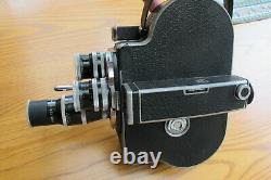 VTG Paillard Bolex H-16 Movie Camera, 16mm, 3 good condition lenses, Case