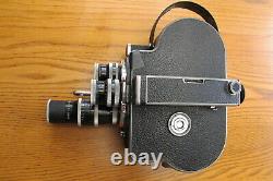 VTG Paillard Bolex H-16 Movie Camera, 16mm, 3 good condition lenses, Case