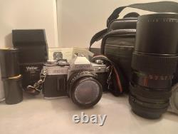 Vintage Canon AE-1 35mm SLR Camera 50mm f/1.4 Lens Auto Zoom Lens + Extras