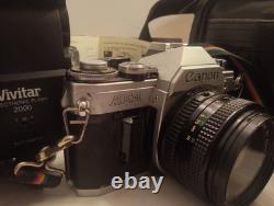 Vintage Canon AE-1 35mm SLR Camera 50mm f/1.4 Lens Auto Zoom Lens + Extras