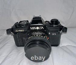 Vintage MINOLTA X-700 35mm Film Camera with Minolta 50mm f/1.7 Lens & Accessories