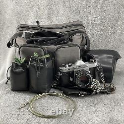 Vintage Pentax KM Asahi Film Camera 3 Lenses With Camera Bag And Papers