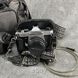 Vintage Pentax KM Asahi Film Camera 3 Lenses With Camera Bag And Papers