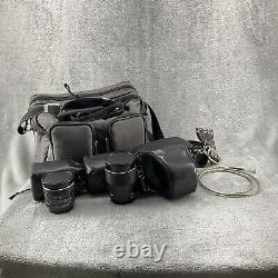 Vintage Pentax KM Asahi Film Camera 3 Lenses With Camera Bag And Papers