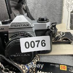 Vintage Pentax KM Asahi Film Camera 3 Lenses With Camera Bag And Papers