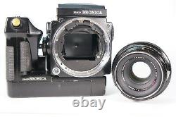 Zenza Bronica ETRS SLR-Kamera mit Zenzanon MC 75mm 12.8 Lens + Zenza Akkugriff